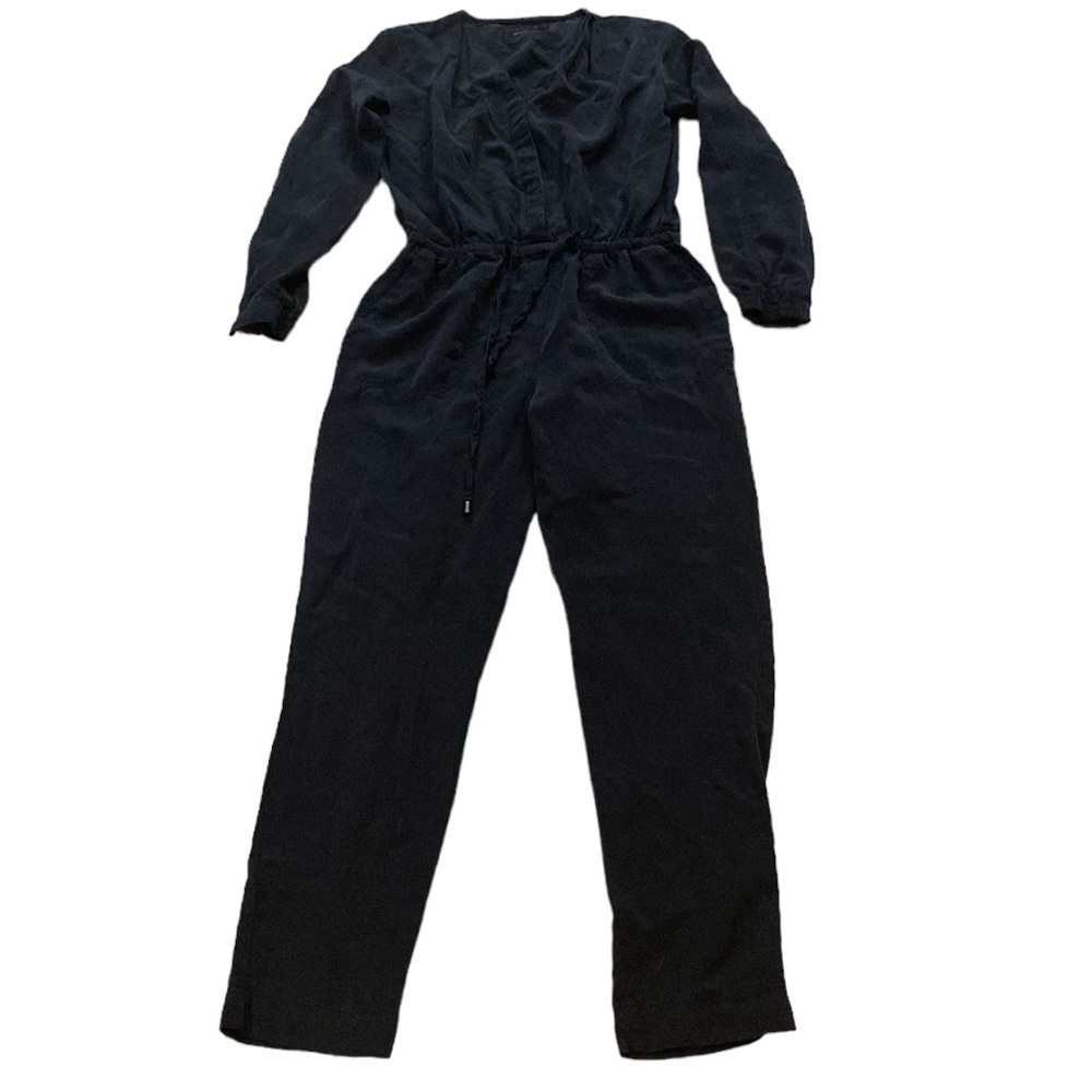JW Signature Pantsuit Black S Bottom down Long Sleeves elastic waistline V-Neck